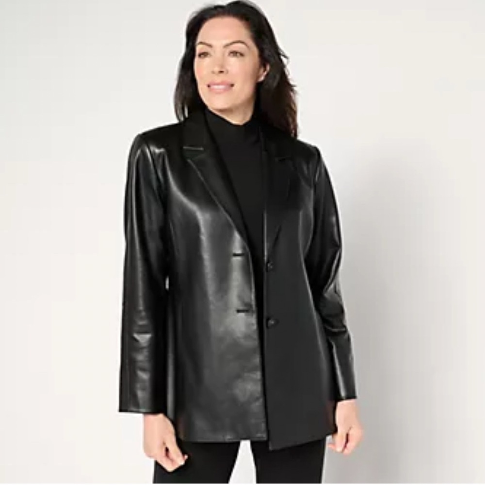Dennis Basso Regular Luxe Faux Leather Jacket size L like new worn 1x
